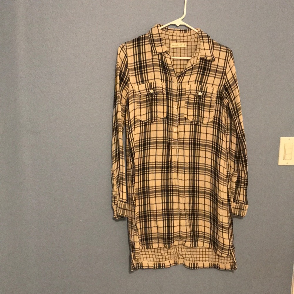 Abercrombie cream and black plaid black dress